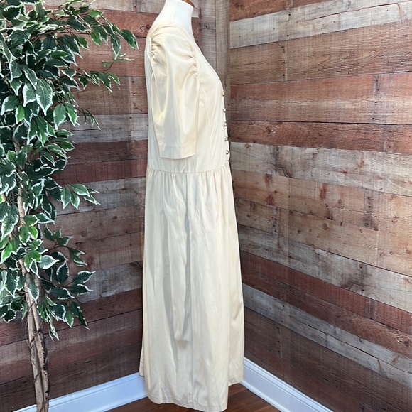 REBECCA TAYLOR Vintage 80’s Inspired Buttercream 1/2 Sleeve Faille Dress - Picture 4 of 16